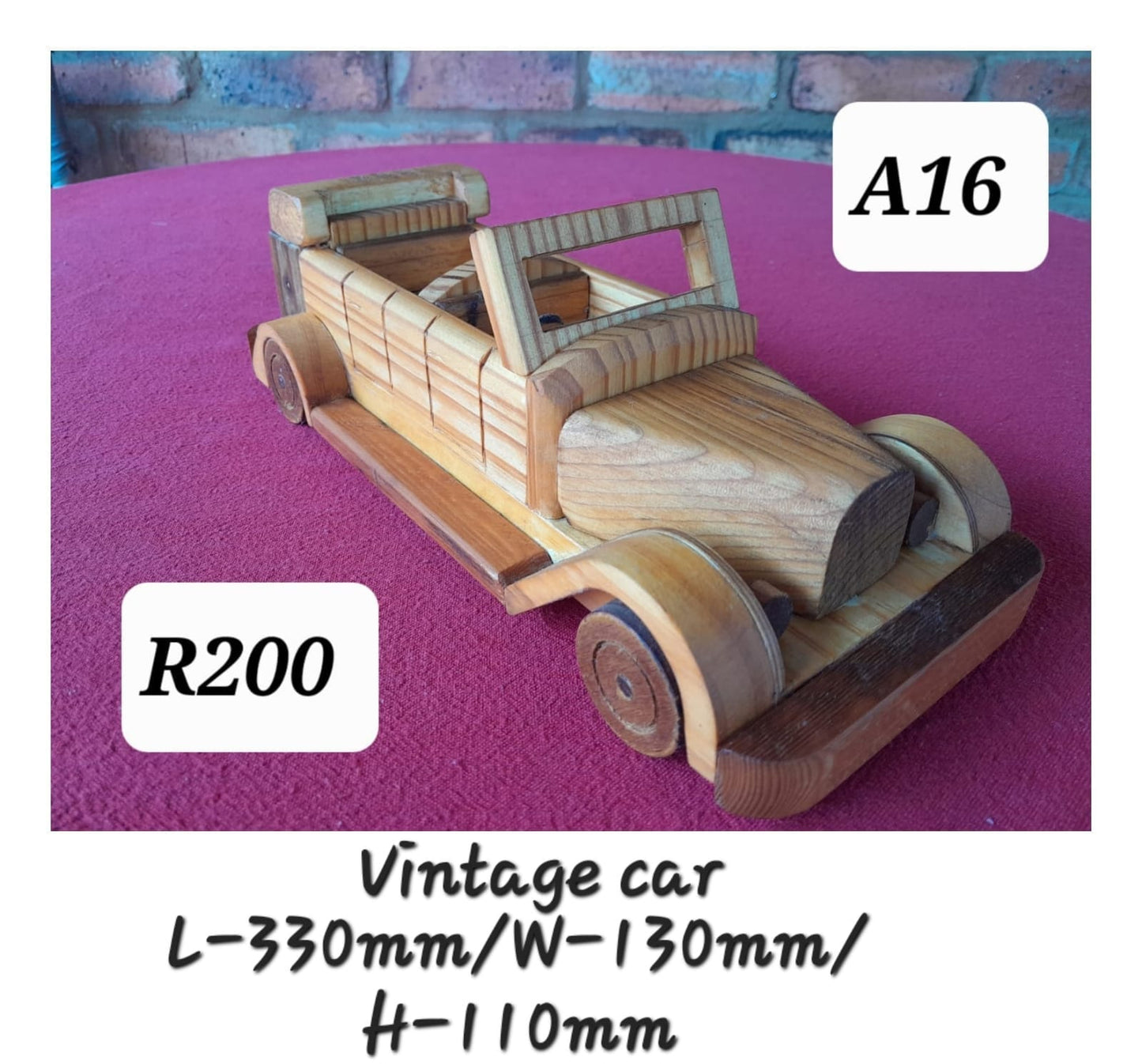 Wooden Vintage Car (330x130x110mm)