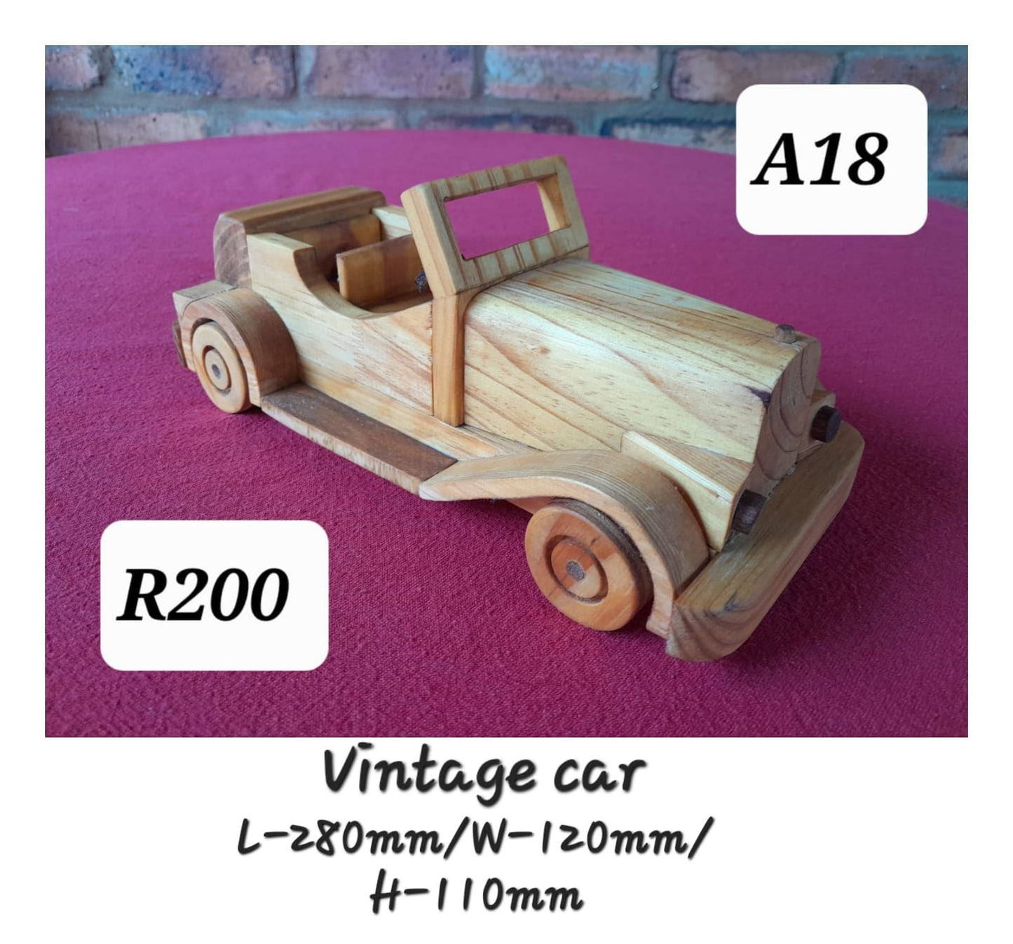 Vintage Car - Wood (270x120x110mm)