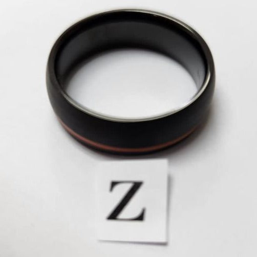 Tungsten men's ring. Black with stripe (Size Y or Z)