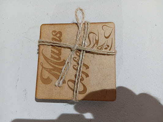 SET OF "MUMS WINE" OR "MUMS COFFEE"  COASTERS - LASER CUTTING