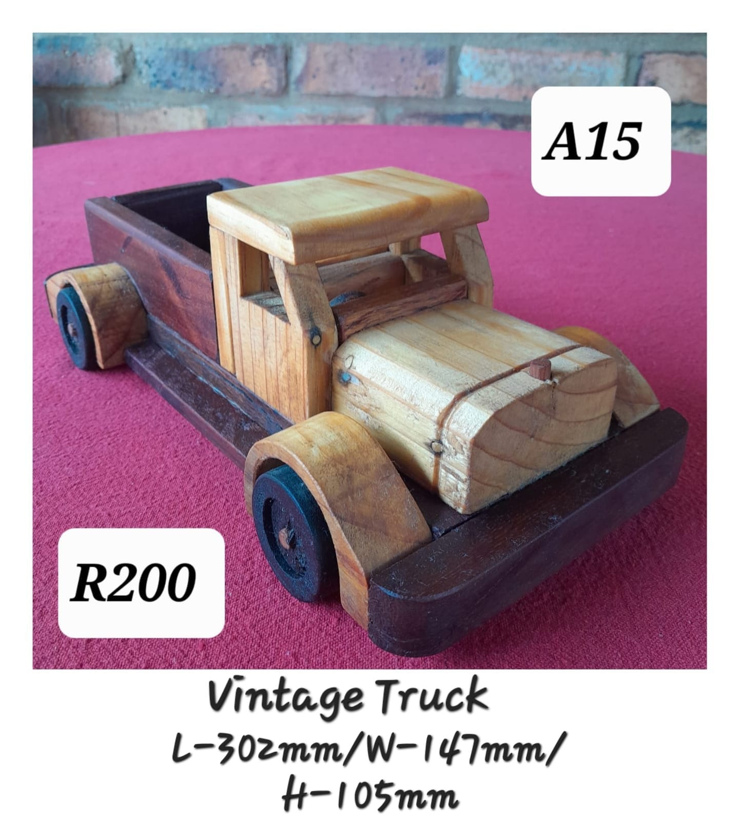 Vintage Truck - Wood (392x147x105mm)
