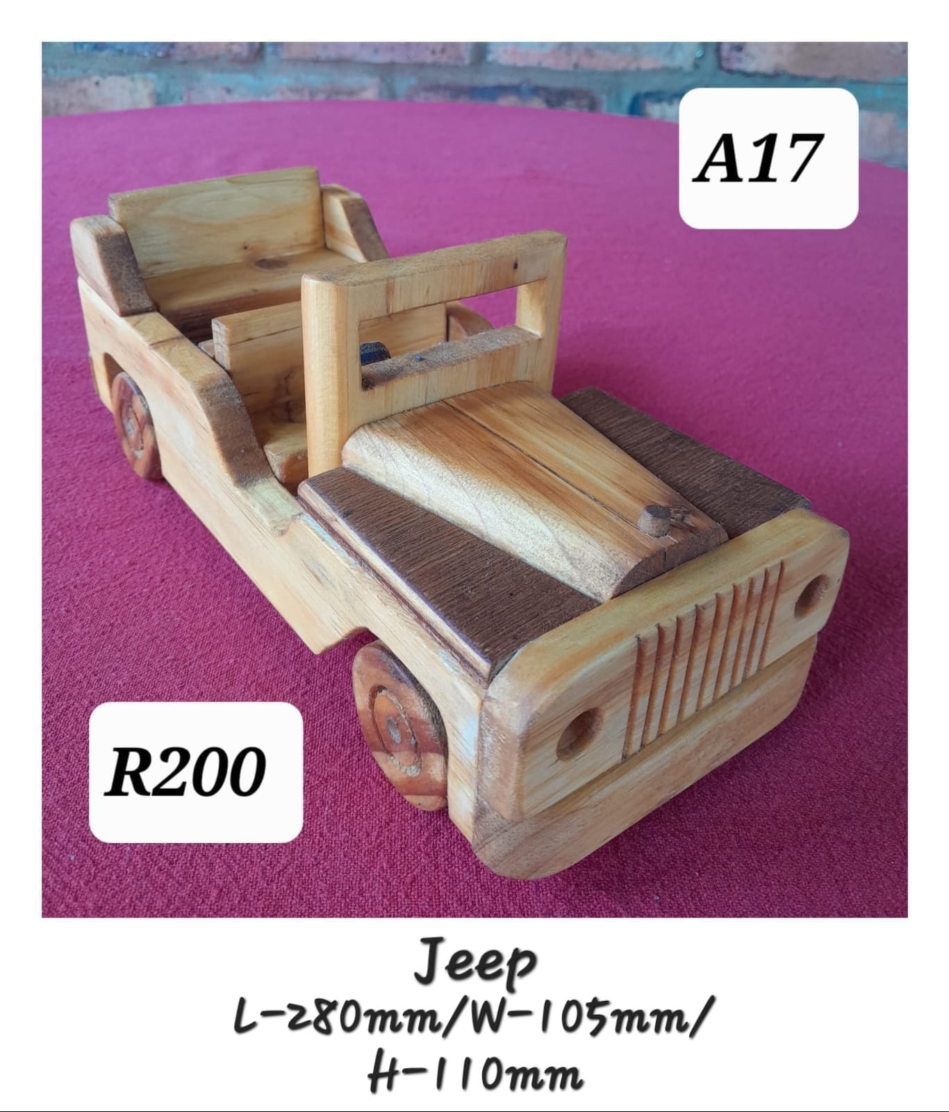 Wooden Vintage Jeep (280x105x110mm)