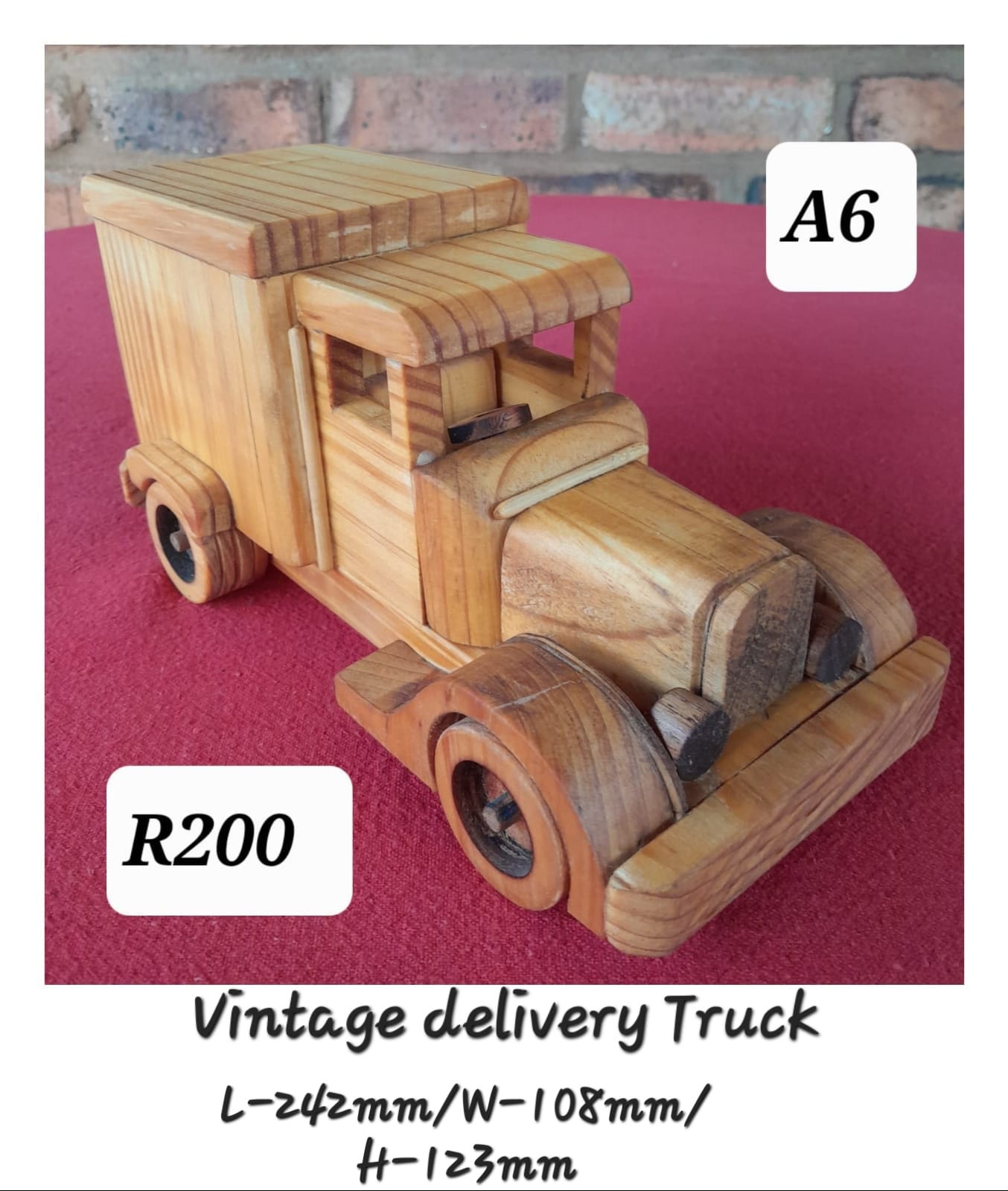Vintage Delivery Truck - Wood (248x102x123mm)