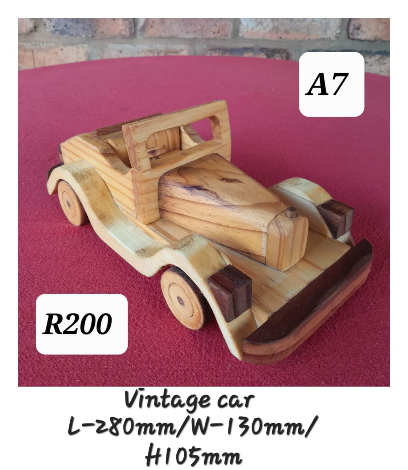 Vintage Car - Wood (280x130x105mm)