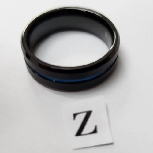 Tungsten men's ring. Black and Blue (Size Z)