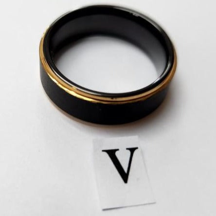 Tungsten men's ring. Black with copper edge (Size V)