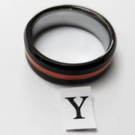 Tungsten men's ring. Black with stripe (Size Y or Z)
