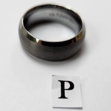 Tungsten men's ring. Grind with polished edge (Size P, S or V)