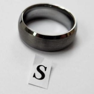 Tungsten men's ring. Grind with polished edge (Size P, S or V)