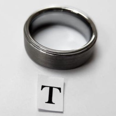 Tungsten men's ring. Grinded steel with edge (Size S or T)