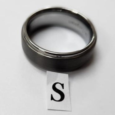 Tungsten men's ring. Grinded steel with edge (Size S or T)