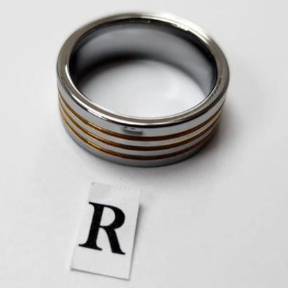 Tungsten men's ring. 3 Striped (Size R)