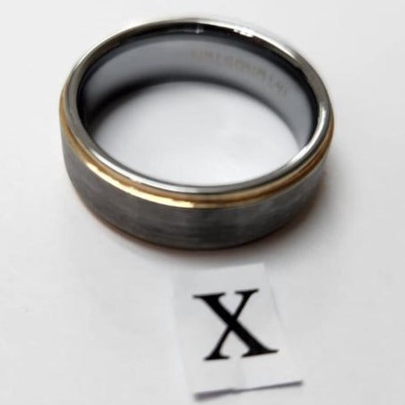 Tungsten men's ring. Grinded with brass edge ( Size V or X)