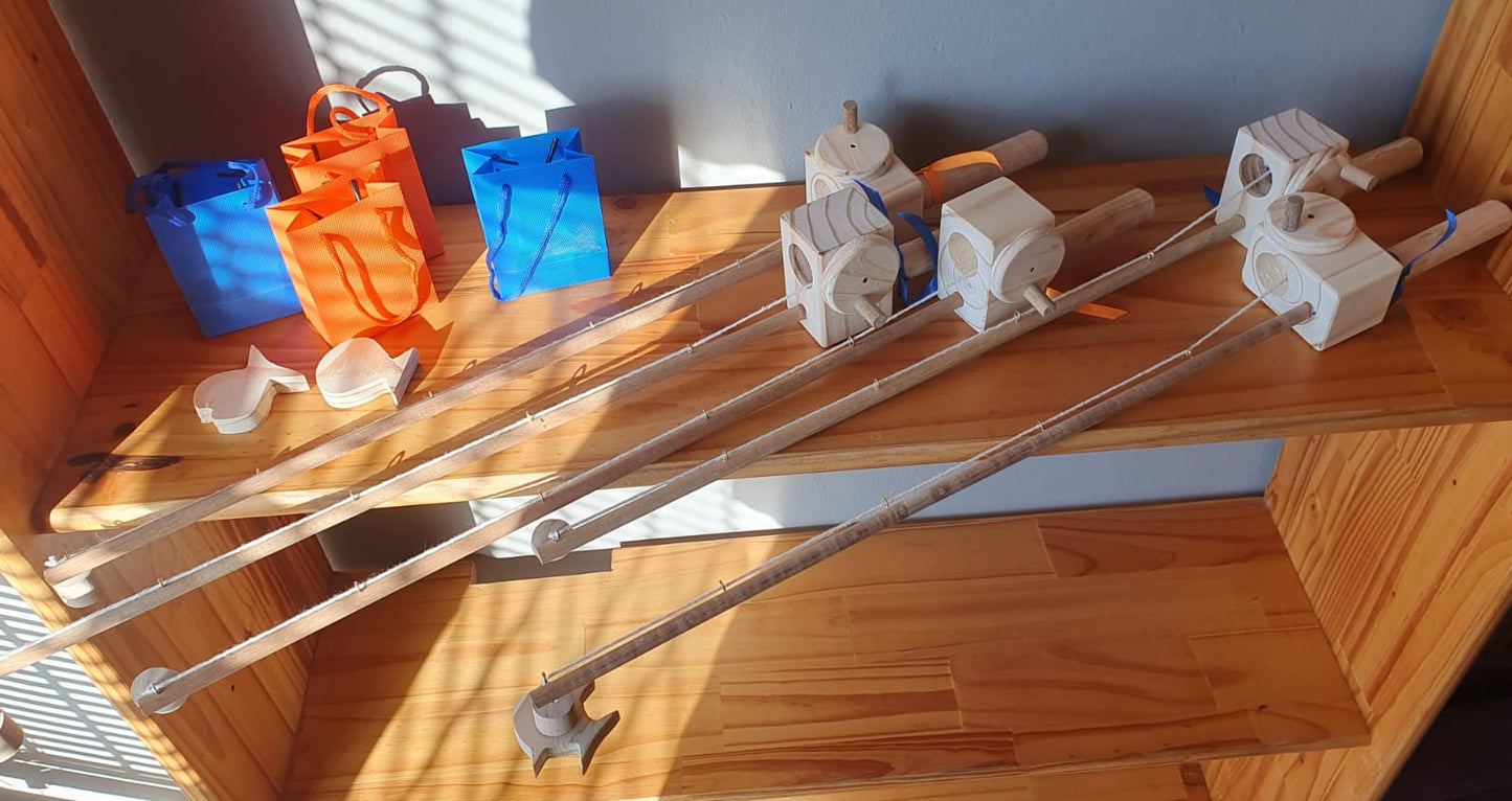 Fishing rod with 3 magnet fishes