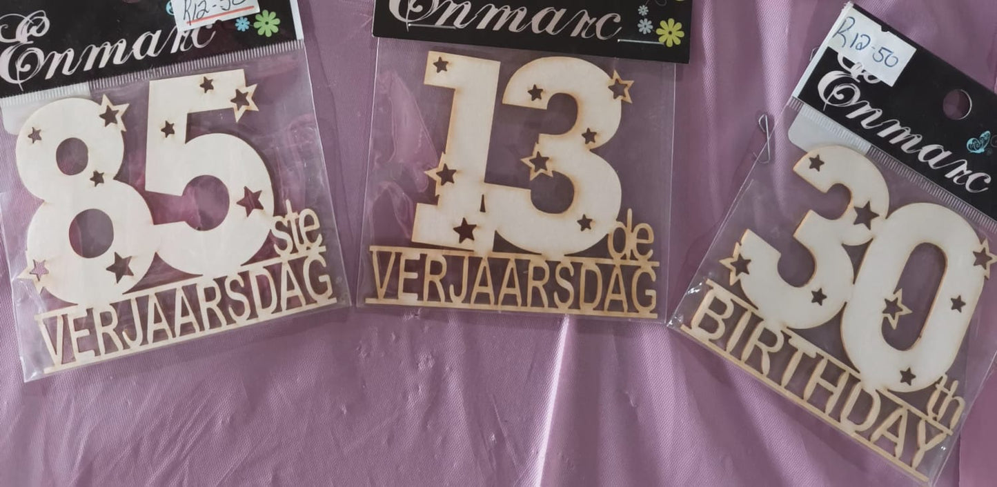 VERJAARSDAG NOMMERS OR BIRTHDAY NUMBERS laser cutting