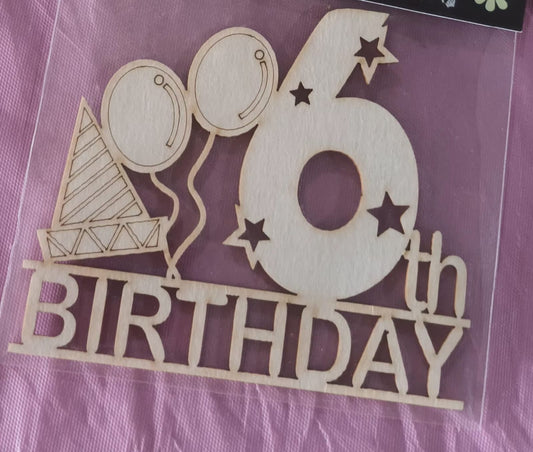 6TH BIRTHDAY or 6DE VERJAARSDAG laser cutting
