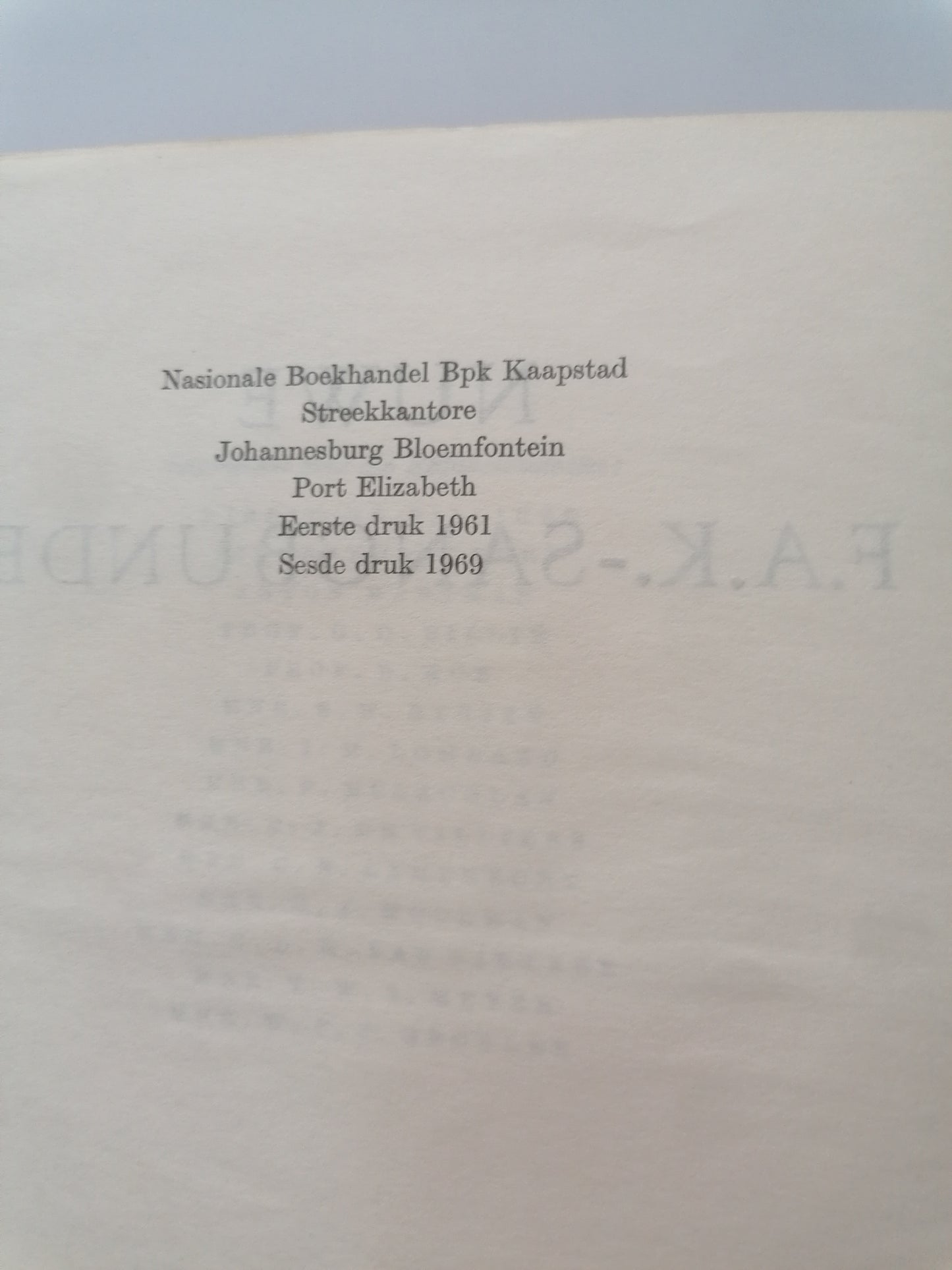 Nuwe FAK-Sangbundel 1969 (used book)