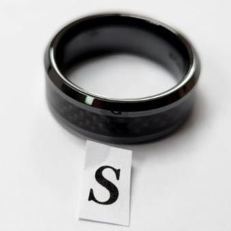 Tungsten men's ring with pattern (Size S, T or W)
