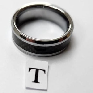 Tungsten men's ring with pattern (Size S, T or W)