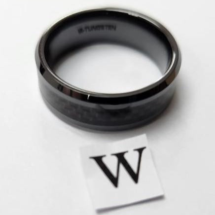 Tungsten men's ring with pattern (Size S, T or W)