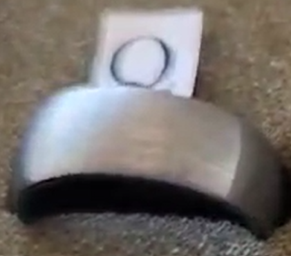 Tungsten men's ring. Grinded with blue edge (Size Q)