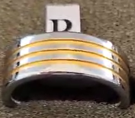 Tungsten men's ring. 3 Striped (Size R)