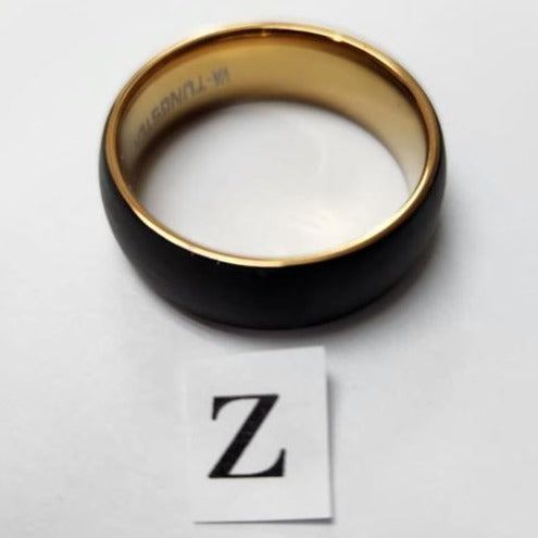 Tungsten men's ring. Black with copper side (Size Z)