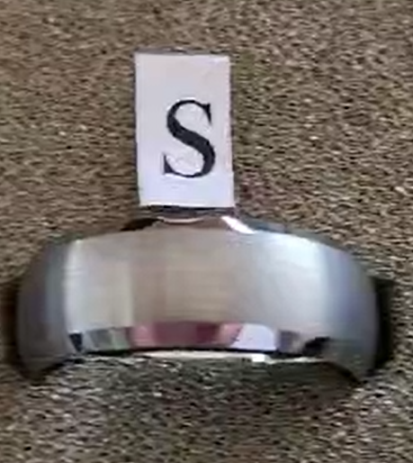 Tungsten men's ring. Grind with polished edge (Size P, S or V)