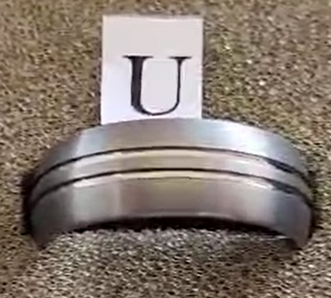 Tungsten men's ring. Grind with double grooves (Size U)