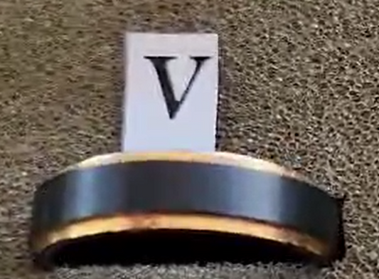 Tungsten men's ring. Black with copper edge (Size V)