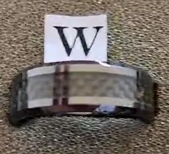 Tungsten men's ring with pattern (Size S, T or W)
