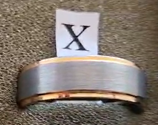 Tungsten men's ring. Grinded with brass edge ( Size V or X)