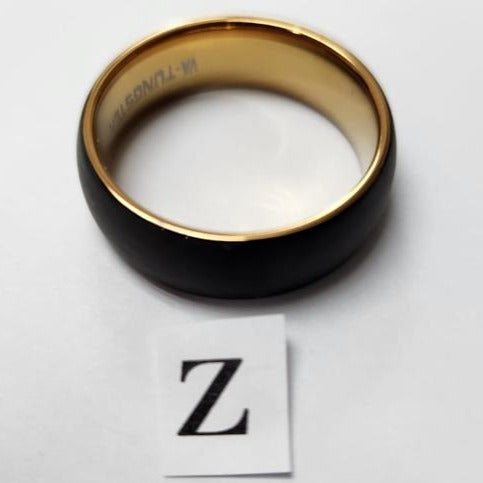 Tungsten mens ring  Black with brass edging (Size Z)
